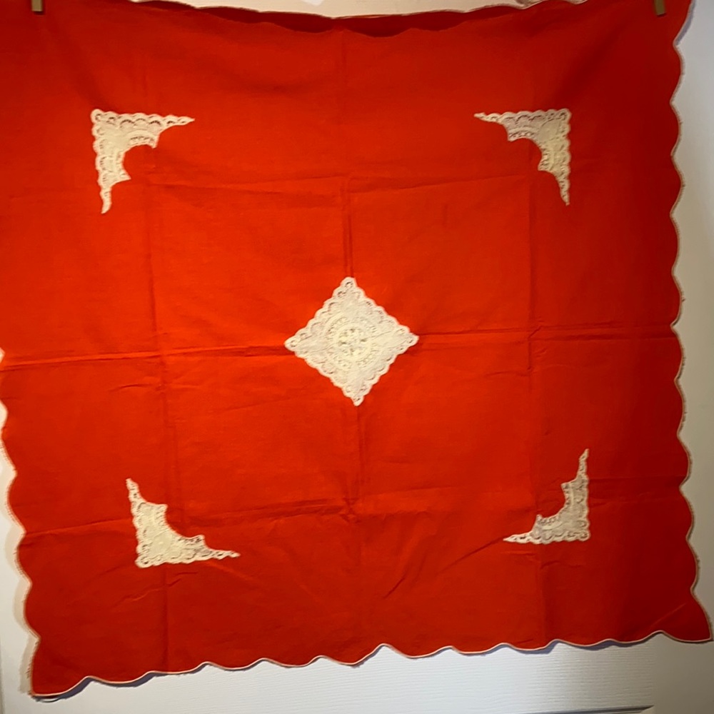 Orange and White Table Topper